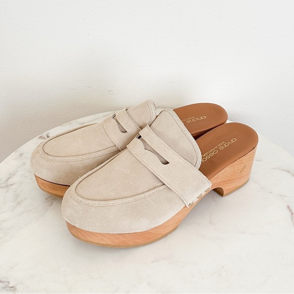 NEW André Assous Soraya Suede Clog Loafer Mule Ivory Size 10 - Picture 5 of 11